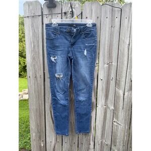 Distressed Ripped 1822 Denim Skinny Jeans 27 Blue Medium Wash Stretch Mid Rise